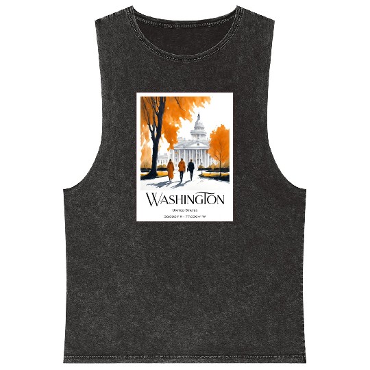Watercolor painting loving couple in Washington DC Mineral Wash Tank Tops