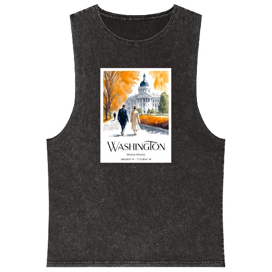 Watercolor painting loving couple in Washington DC Mineral Wash Tank Tops