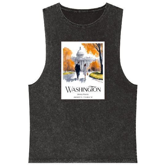 Watercolor painting loving couple in Washington DC Mineral Wash Tank Tops