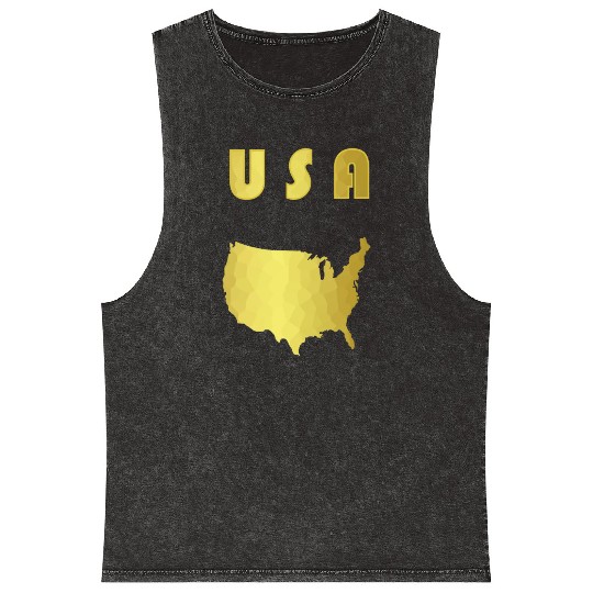 Usa Gold Fourth Of July Mineral Wash Tank Tops