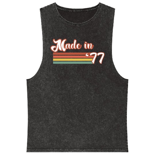 Vintage 1977 47th Birthday Made in 1977 Born 1977 Mineral Wash Tank Tops