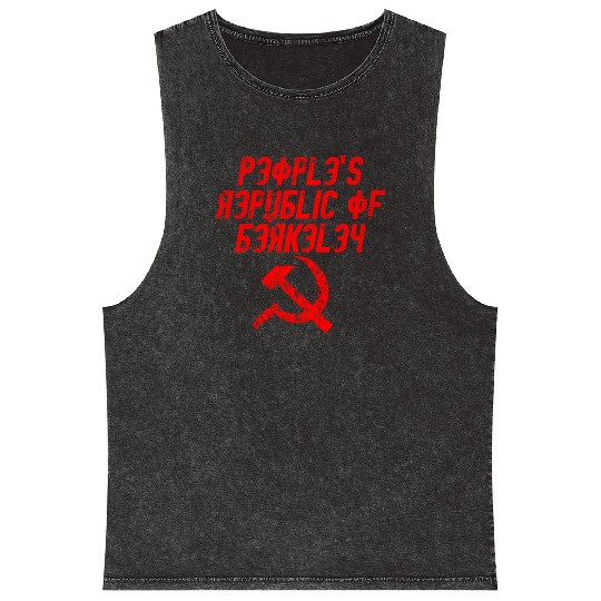 People's republic of Berkeley Communist logo Mineral Wash Tank Tops