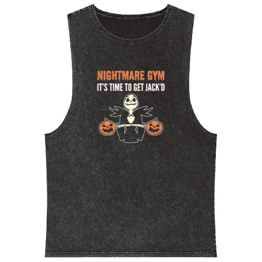 Nightmare Gym Grim Reaper Fan Gift Mineral Wash Tank Tops