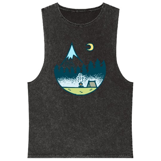 Keep It Simple (Camping At Night) Mineral Wash Tank Tops