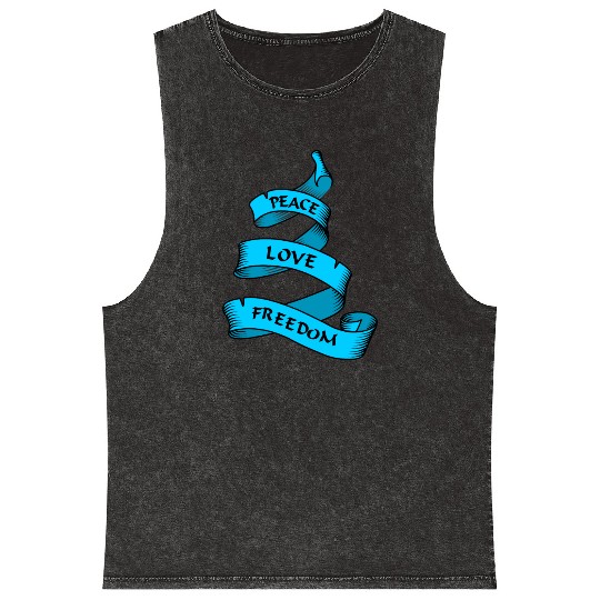 Peace love freedom blue Mineral Wash Tank Tops