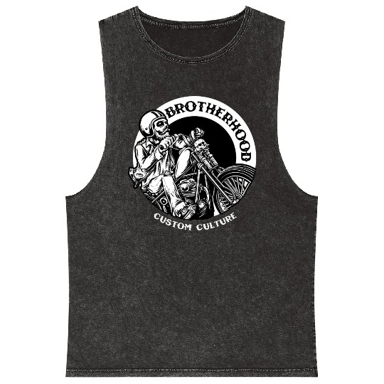 Riding brotherhood culture, skeleton riding a bike Mineral Wash Tank Tops