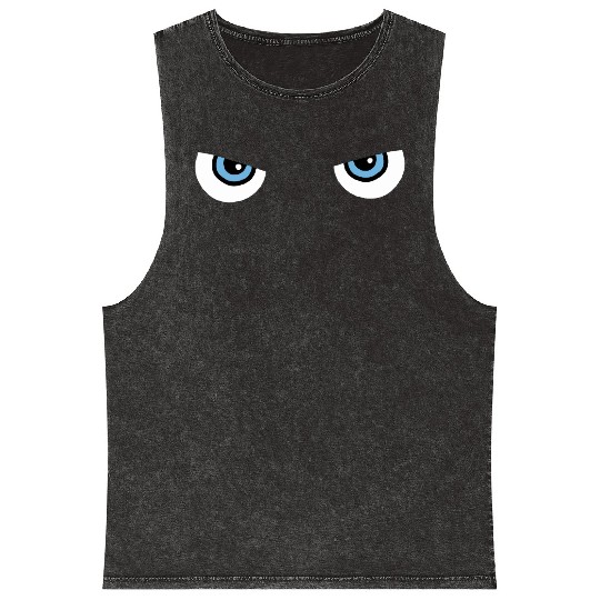 Black Cat Blue Eyes | Halloween Gift For Cat Lover Mineral Wash Tank Tops