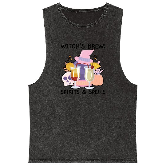 Witch's Brew: Spirits & Spells Bartender Halloween Mineral Wash Tank Tops