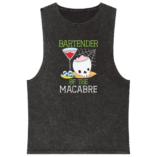 Bartender of the Macabre Bartender Halloween Mineral Wash Tank Tops