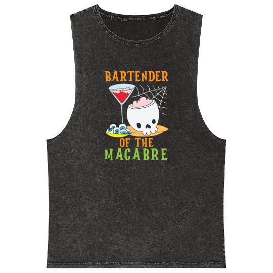 Bartender of the Macabre Bartender Halloween Mineral Wash Tank Tops
