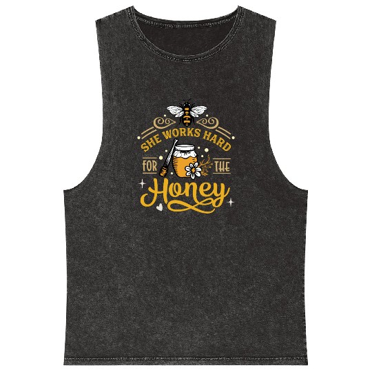 Beekeeper, Bee Hive She Works Hard for the Honey Mineral Wash Tank Tops