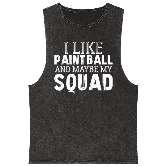 Paintball Squad Joke Gear Mask Mark Team Camo Vest Mineral Wash Tank Tops