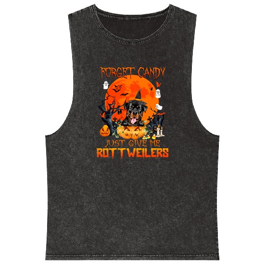 Forget Candy Just Give Me Rottweilers Pumpkin Mineral Wash Tank Tops