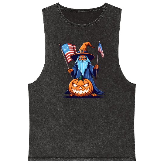 Halloween Wizard Mineral Wash Tank Tops