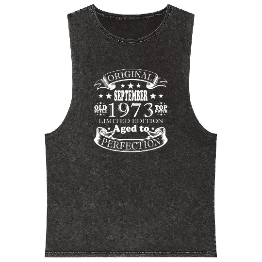 september 1973 Anniversary september 1973 septembe Mineral Wash Tank Tops