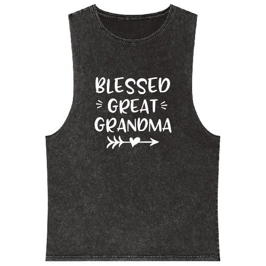 Blessed Great Grandma Heart Arrow Graphics Mineral Wash Tank Tops