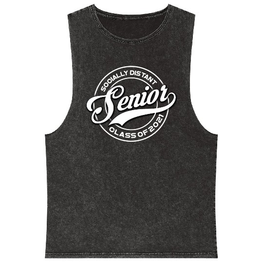 Graduating 2021 Senior Class Back To School Social Mineral Wash Tank Tops