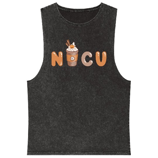 Cute NICU Coffee Halloween design Mineral Wash Tank Tops