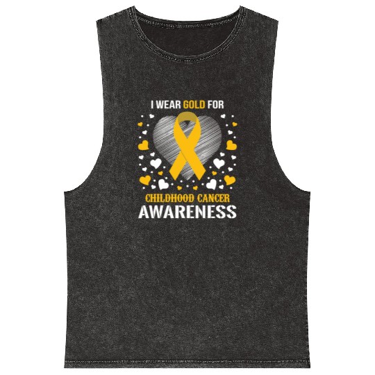 I Wear Childhood Cancer Awareness Supporter Ribbon Mineral Wash Tank Tops