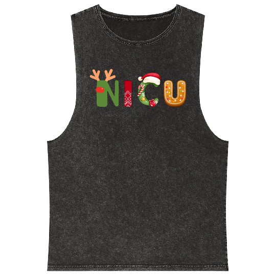 Cute NICU Christmas design Mineral Wash Tank Tops
