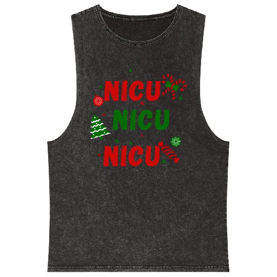 NICU Festive Christmas design Mineral Wash Tank Tops