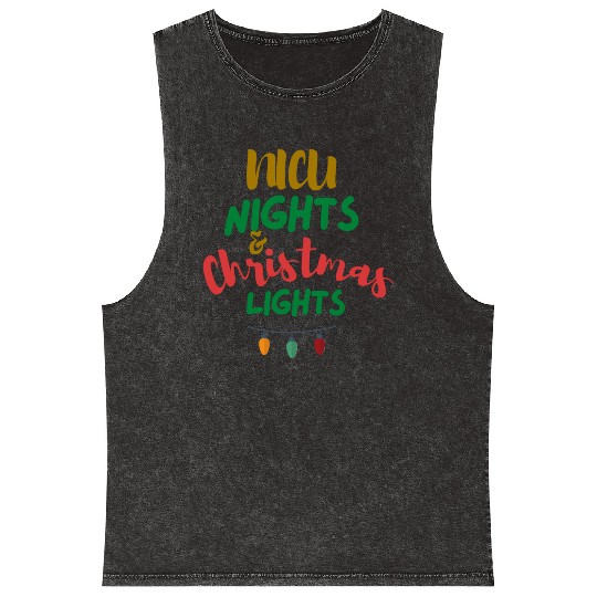 NICU Christmas | NICU nights & Christmas Lights Mineral Wash Tank Tops