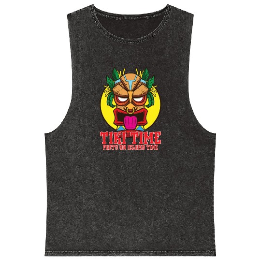 Tiki Mask Hawaiian Decor Luau Party South Pacific Mineral Wash Tank Tops