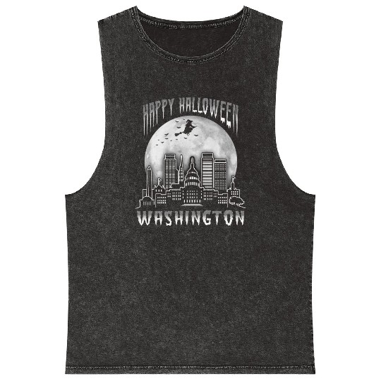 Happy Halloween Washington DC Mineral Wash Tank Tops