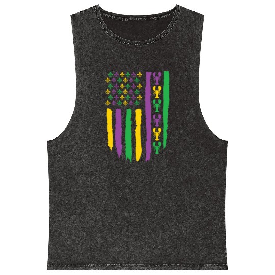 American Flag Lobster Fleur Mardi Gras Mineral Wash Tank Tops