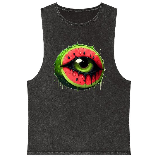 Slice of Watermelon Eye Mineral Wash Tank Tops