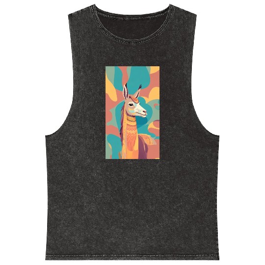 Alpaca art Mineral Wash Tank Tops