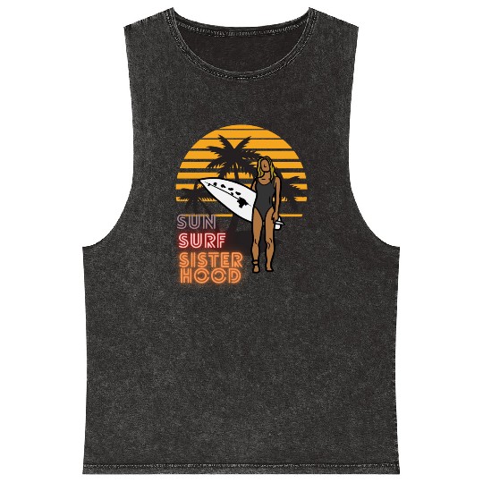 Sun, Surf, Sisterhood Mineral Wash Tank Tops
