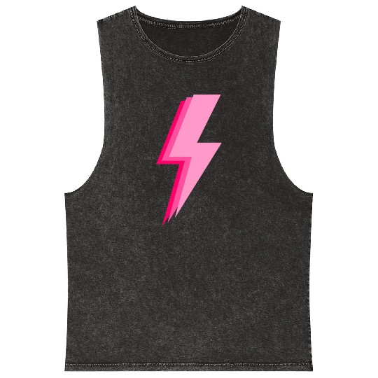 Layered trendy hot pink and light pink lightning Mineral Wash Tank Tops