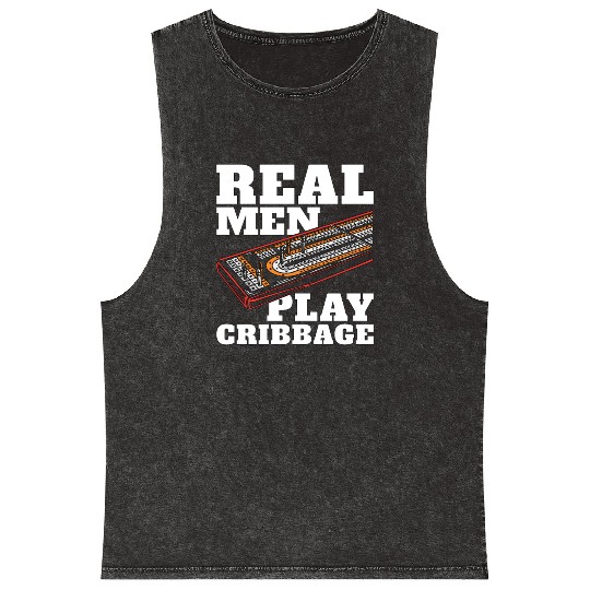 Cribbage Real Men Play Cribbage Loves Board Game Mineral Wash Tank Tops