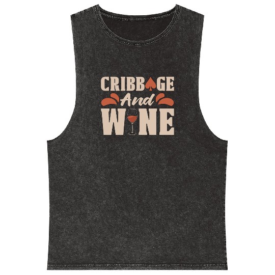Cribbage And Wine Loves Board Game Card Game Crib Mineral Wash Tank Tops