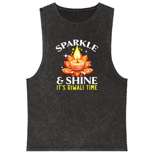Happy Diwali Diwali Festival Indian Hindu Hinduism Mineral Wash Tank Tops