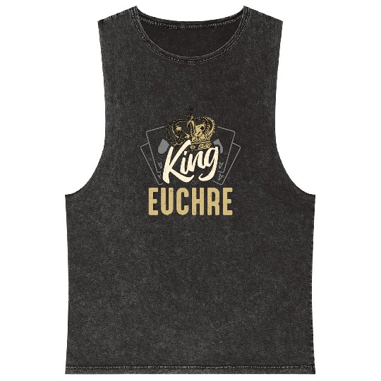 Euchre King Of Euchre Board Game Playing Cards Mineral Wash Tank Tops