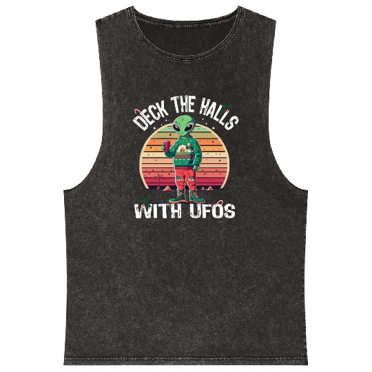 Beam Me Up Santa Claus Alien Christmas Ufo Coffee Mineral Wash Tank Tops