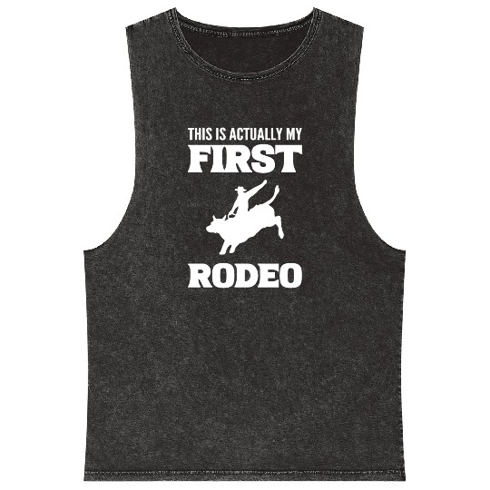 My First Rodeo Horse Wrangler Gift Mineral Wash Tank Tops