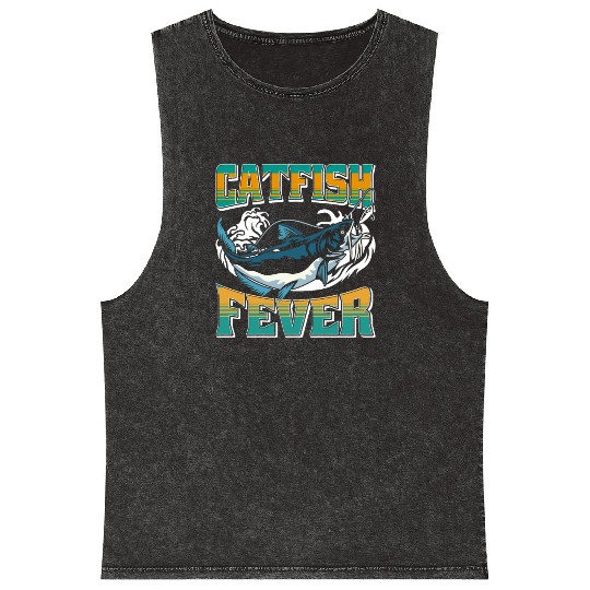 Noodling Flathead Fishing Catfish Angler Mineral Wash Tank Tops