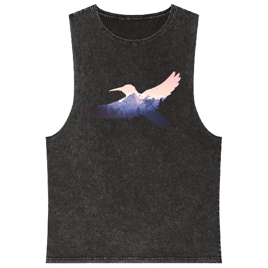 Hummingbird Bird Mountains Fly Nature Paradise Mineral Wash Tank Tops