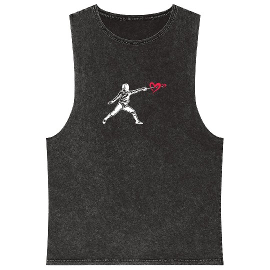 Fencing Fencer Heart Mineral Wash Tank Tops