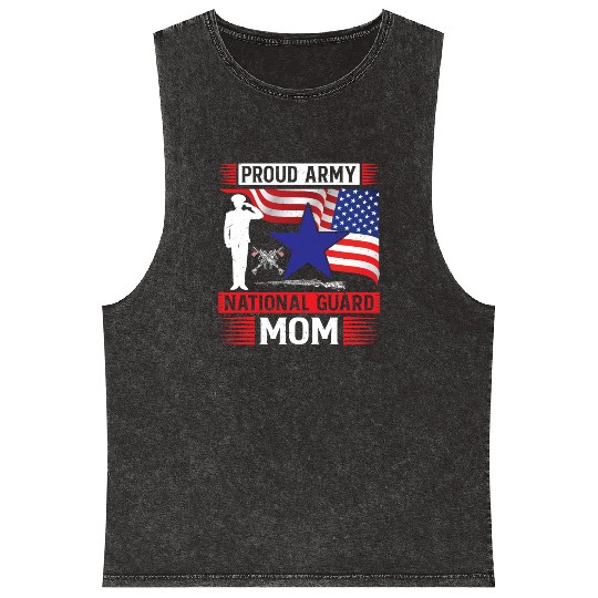 Proud Army National Guard Mom Mineral Wash Tank Tops