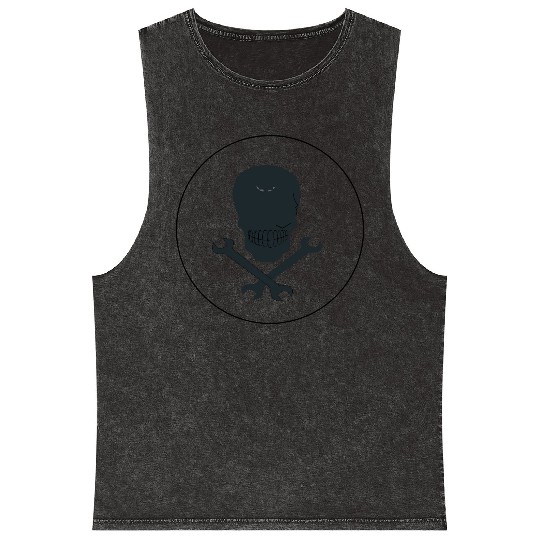 skull and cross wrenches icon Mineral Wash Tank Tops