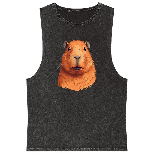 Capybara In Nature Mineral Wash Tank Tops