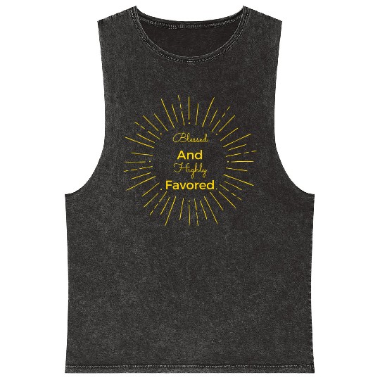 Blessed and Highly Favored Gold Mineral Wash Tank Tops