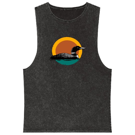 Loon Sunset Faded Look with Retro Colors Mineral Wash Tank Tops