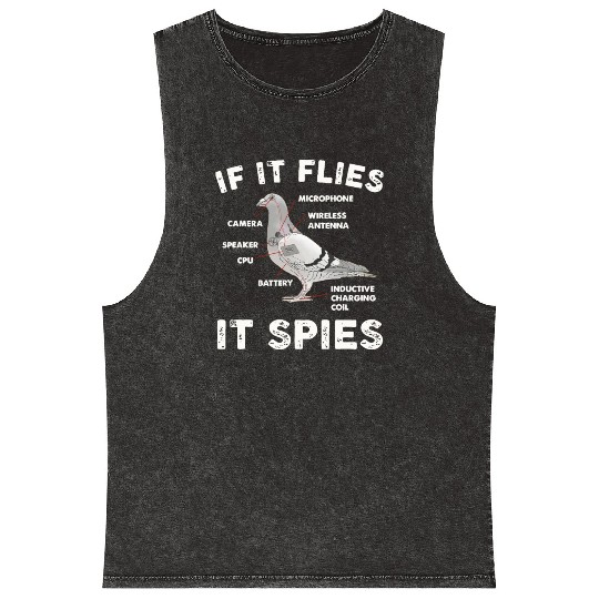 If It Flies It Spies Pigeon Anatomy Bird Aren Mineral Wash Tank Tops
