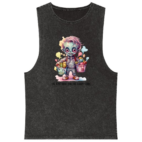 I m Just Here For The Candy Corn Mineral Wash Tank Tops
