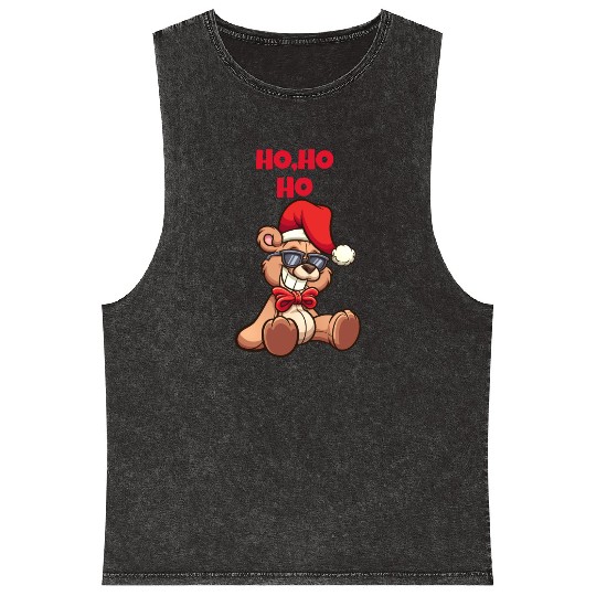 Christmas Teddy Bear Mineral Wash Tank Tops